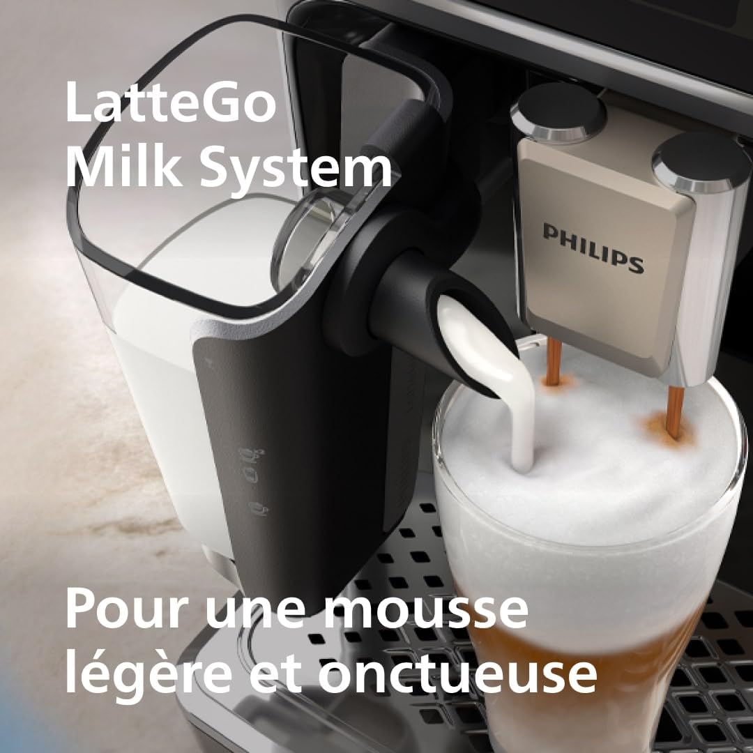 Série 5400 Machine Expresso - Café à Grain - LatteGo Mousseur à Lait, 12 Spécialités de Café, Affichage Intuitif, 4 Profils Utilisateur, Chrome (EP5447/90)