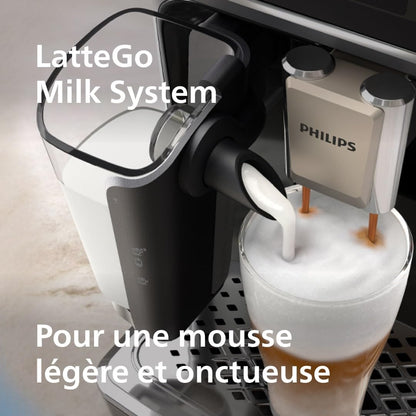 Série 5400 Machine Expresso - Café à Grain - LatteGo Mousseur à Lait, 12 Spécialités de Café, Affichage Intuitif, 4 Profils Utilisateur, Chrome (EP5447/90)